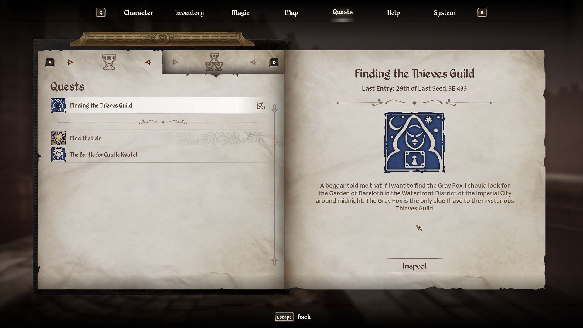 The quest that introduces you to the Thieves Guild (Image via Sportskeeda Gaming || Bethesda Softworks)